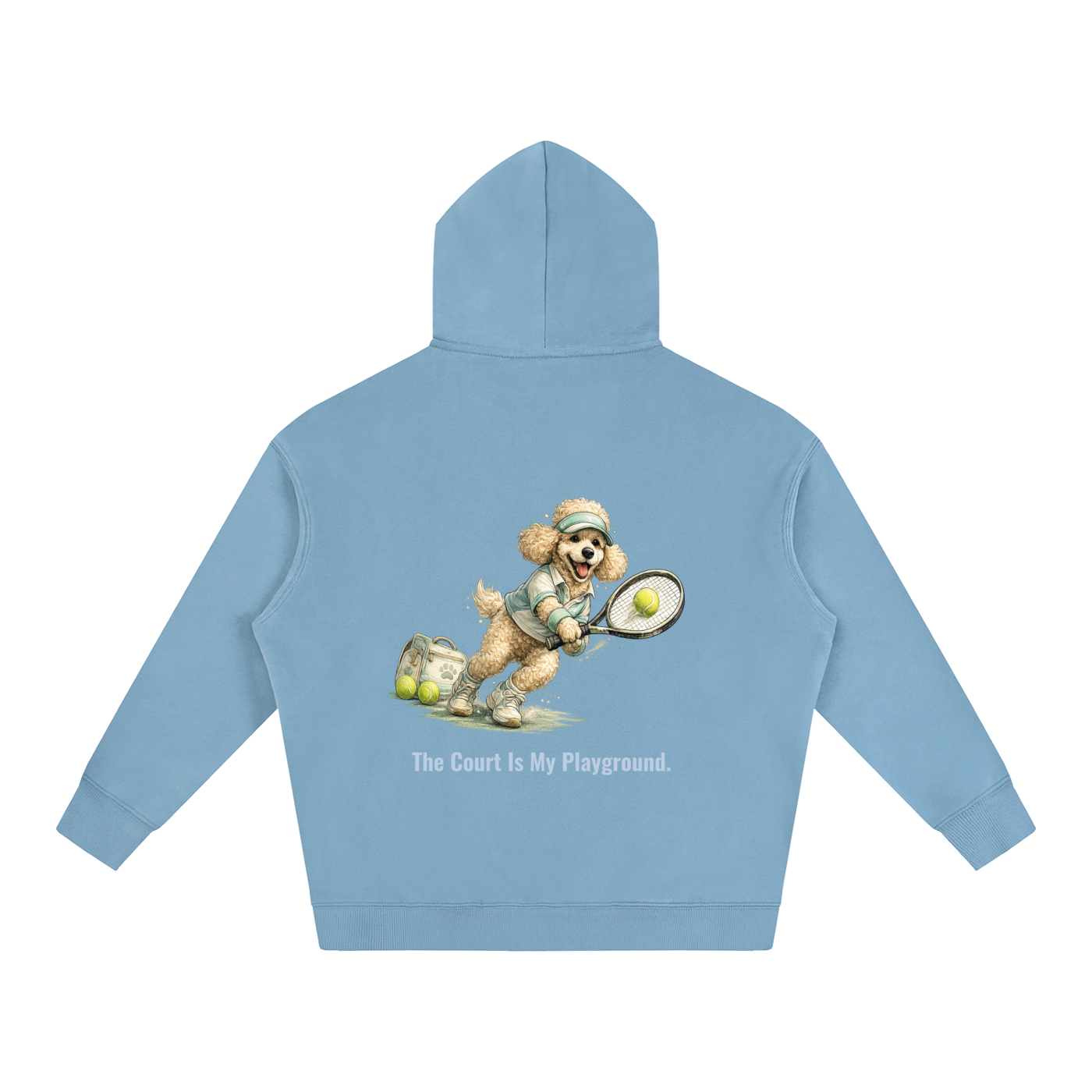 poodle,tennis,dog,relaxed,hoodie