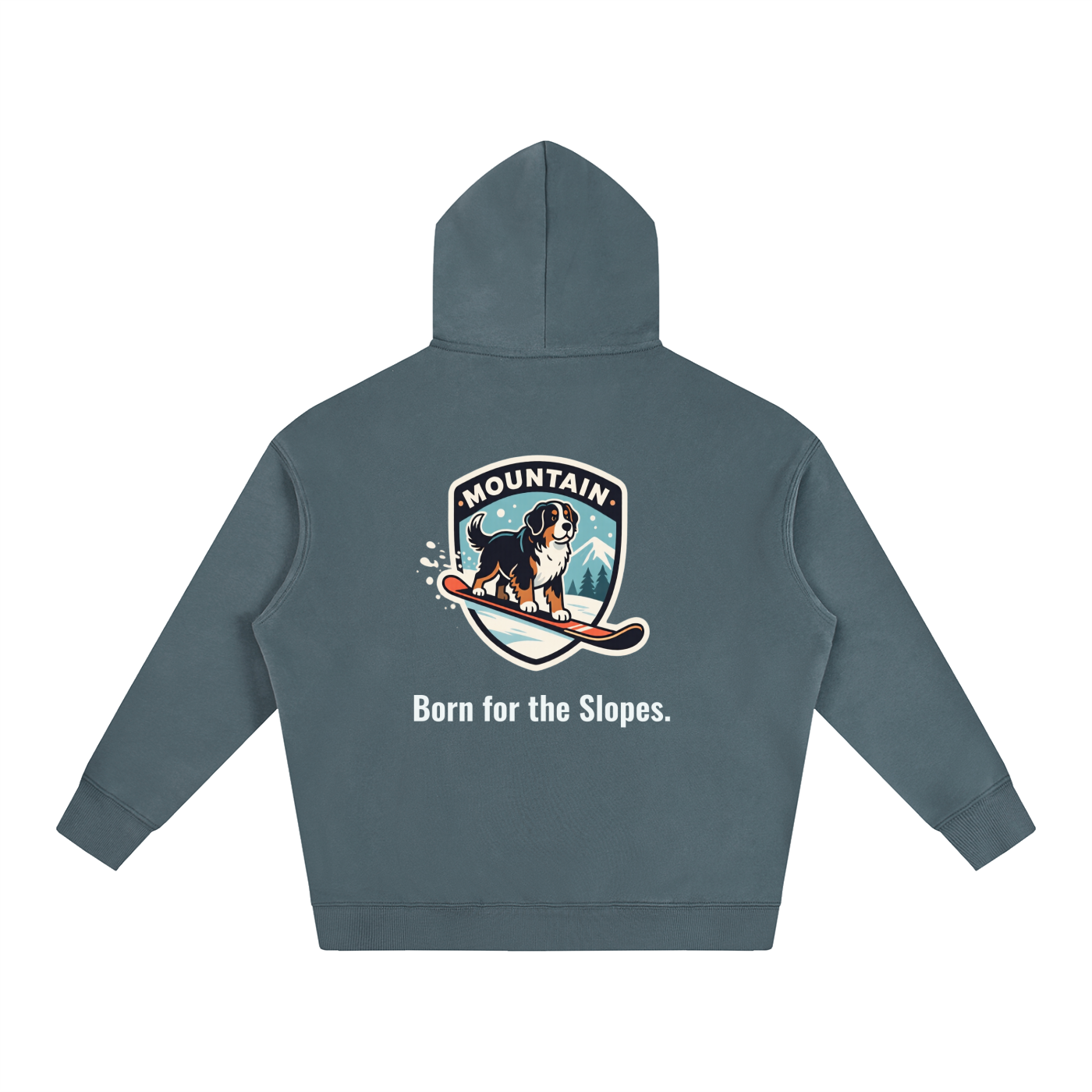 Bernese Mountain Dog Snowboarding Oversized Fleece Hoodie