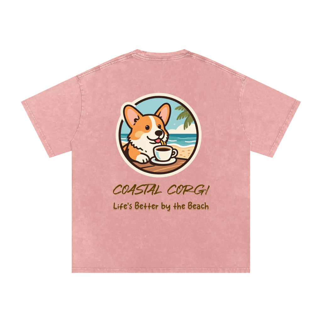 corgi,coffee,beach,oversized,washed,summer,dog,unisex