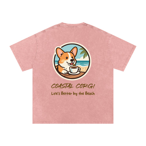 corgi,coffee,beach,oversized,washed,summer,dog,unisex