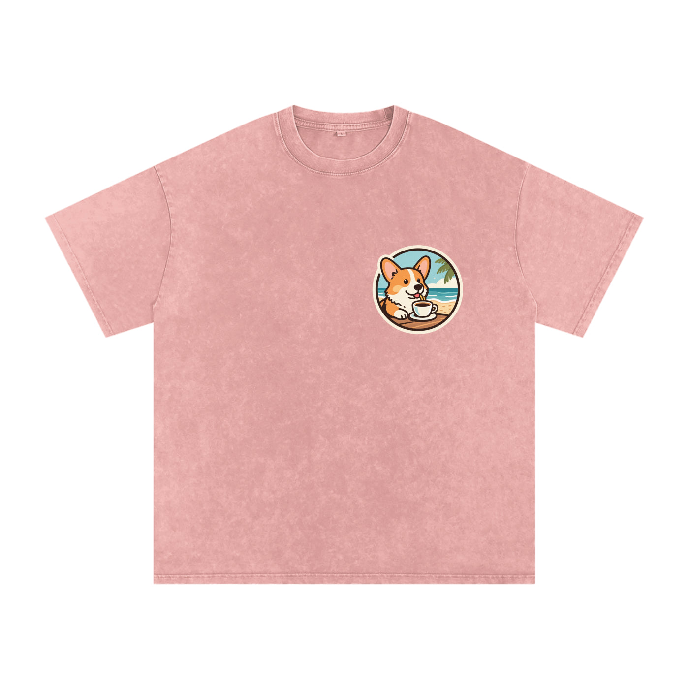 corgi,coffee,beach,oversized,washed,summer,dog,unisex