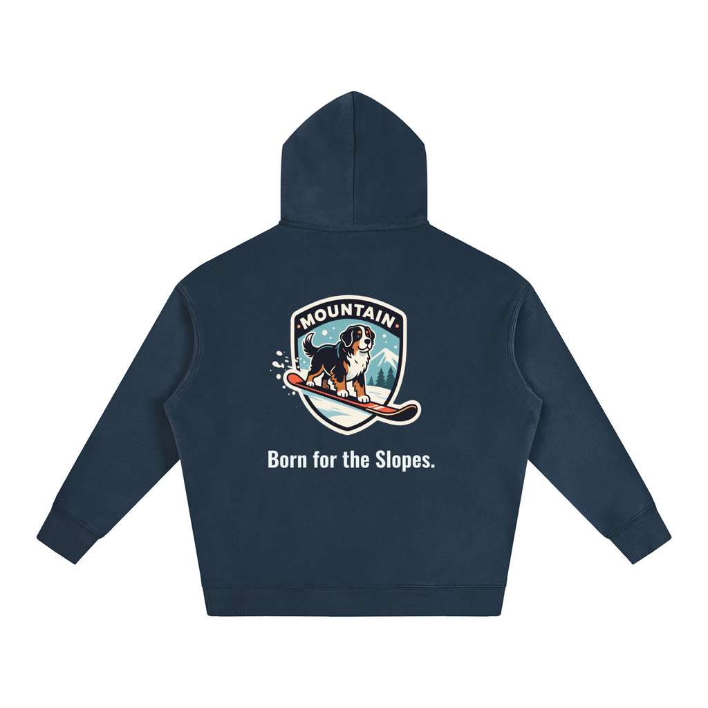 Bernese Mountain Dog Snowboarding Oversized Fleece Hoodie