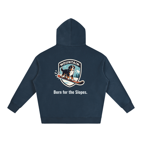 Bernese Mountain Dog Snowboarding Oversized Fleece Hoodie